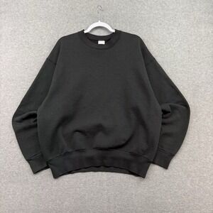 VTG SWEATSHIRT 90s RETRO BLANK COTTON BVD USA MADE CREW FADED BLACK SZ XL